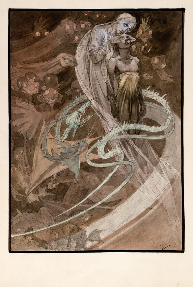 Illustration for the illustrated edition Le Pater van Alphonse Mucha