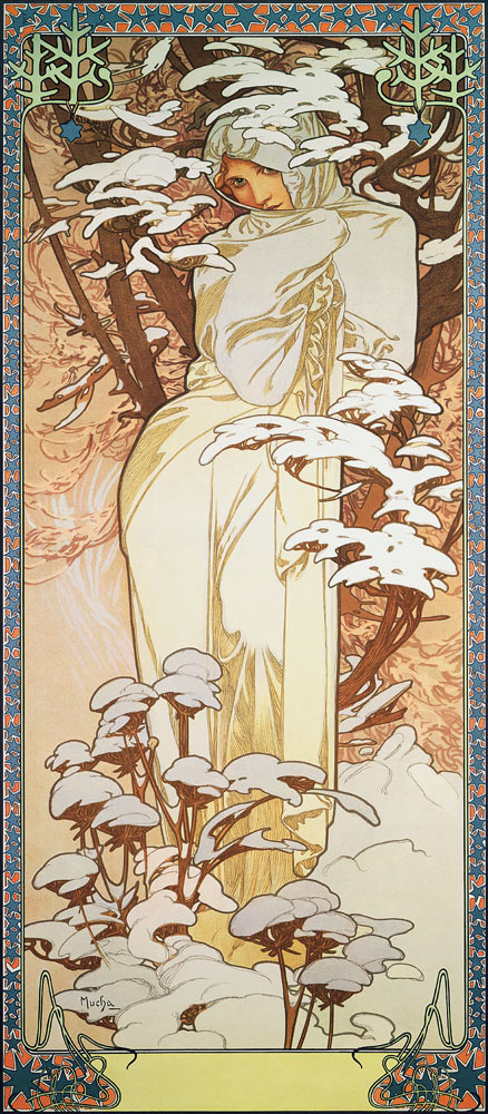 Jaargetijden winter Alphonse Mucha van Alphonse Mucha
