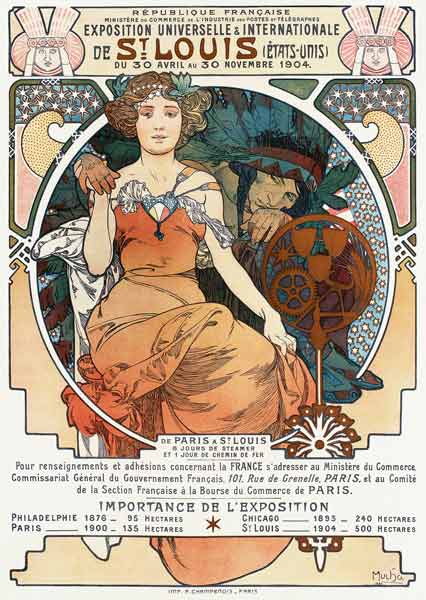 Poster for the Universal and International Exhibition in St.Louis, 1904.  van Alphonse Mucha