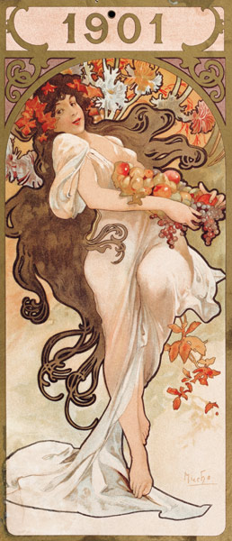 Kalenderblatt 1901 van Alphonse Mucha