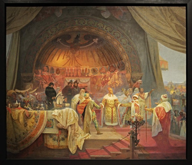 Ottokar II of Bohemia. The Union of Slavic Dynasties (The cycle The Slav Epic) van Alphonse Mucha