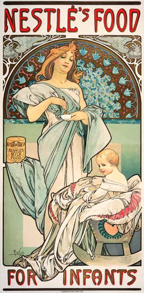 Nestle''s Food for Infants. Plakat, 1897, fuer Babynahrung der Firma Nestle. van Alphonse Mucha