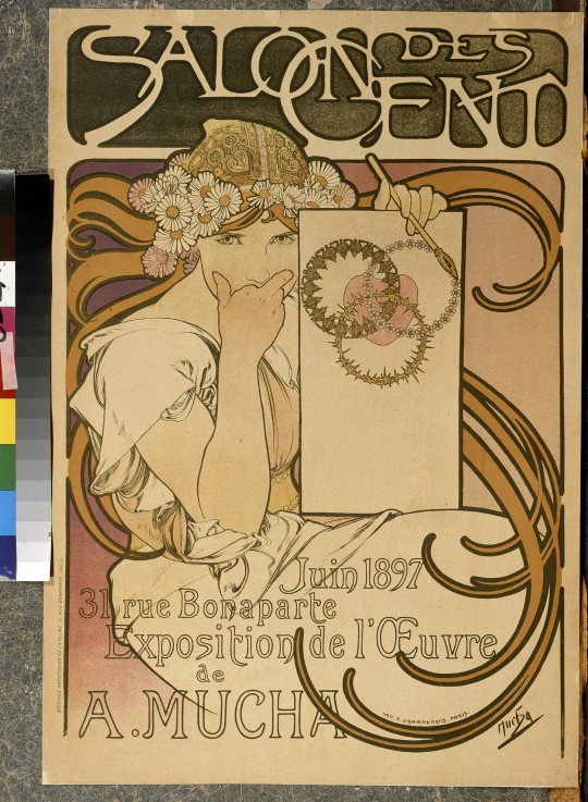 Poster for the A. Mucha's exhibition in the Salon des Cent van Alphonse Mucha