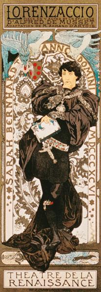 Jugendstilplakat für Lorenziaccio von Alfred de Musset im Theatre de la Renaissance