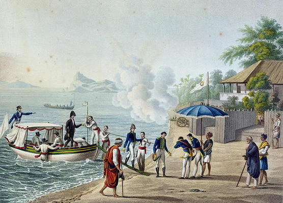View of Our First Landing at the Portuguese Establishment at Dille, Timor, from 'Voyage Autour du Mo van Alphonse Pellion