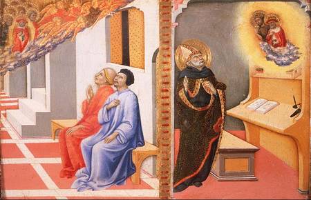 The Visions of (LtoR) St. Jerome and St. John the Baptist van also Ansano di Pietro di Mencio Pietro