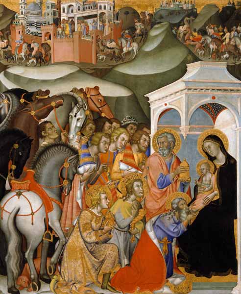 The Adoration of the Magi, c.1380 (oil on panel) van also Manfredi de Battilori Bartolo di Fredi