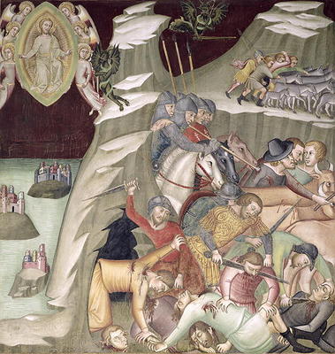 The Massacre of the Servants and Herdsmen of Job, 1356-67 (fresco) van also Manfredi de Battilori Bartolo di Fredi