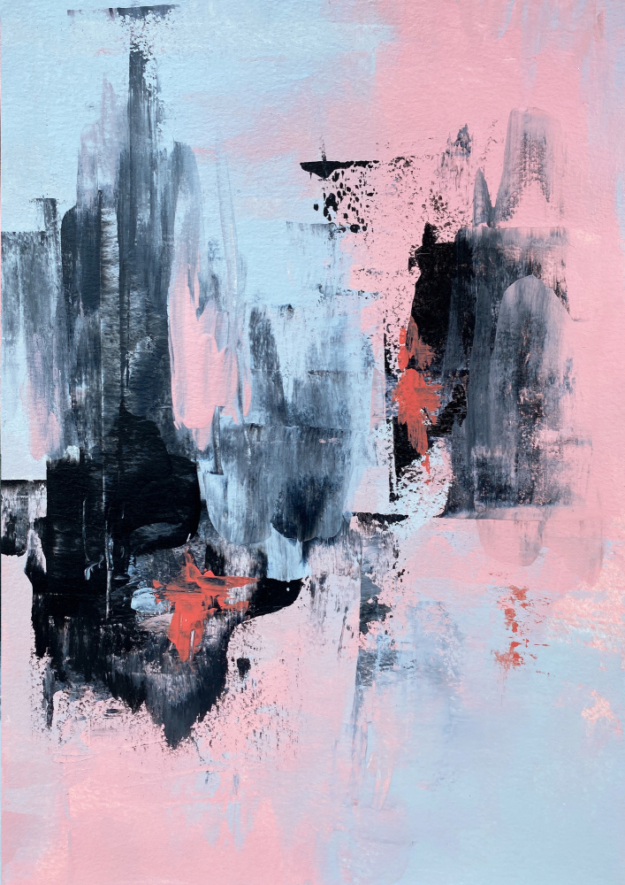 Pink and Grey Abstract 3 van Alyson Storms