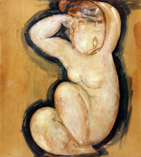Caryatid, c.1913-14 (oil on cardboard) van Amadeo Modigliani