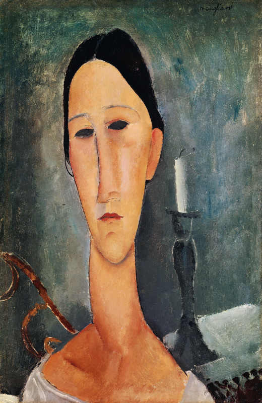 Hanka Zborowska, een kaars op de achtergrond van Amadeo Modigliani