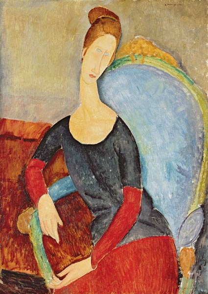 Mme Hebuterne in a Blue Chair van Amadeo Modigliani
