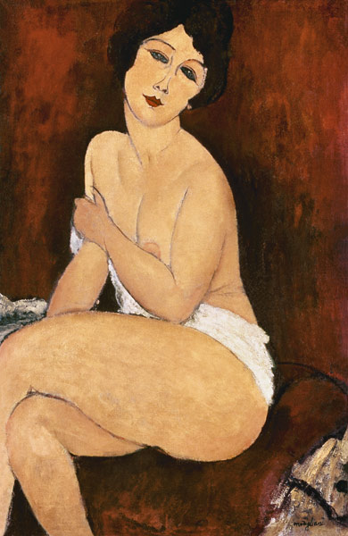 zittend vrouwelijk naakt  van Amadeo Modigliani