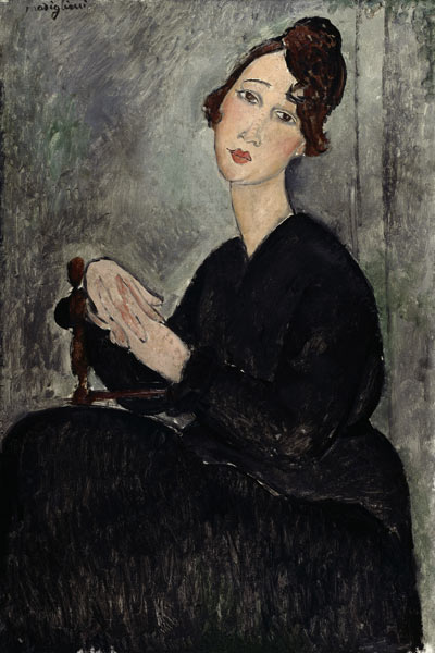 Portret van Dedie (Dedicated to Odette Hayden) van Amadeo Modigliani