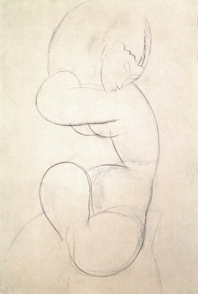 Seated Female Nude (blue chalk) van Amadeo Modigliani