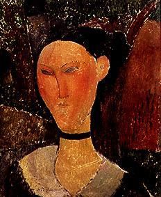 Junge Frau mit Velour-Halsband. van Amadeo Modigliani