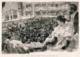Giuseppe Verdi acclaimed in Teatro della Scala of Milan, following a performance of the opera Falsta