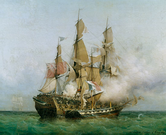 The Taking of the 'Kent' by Robert Surcouf (1736-1827) in the Gulf of Bengal, 7th October 1800 van Ambroise-Louis Garneray