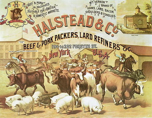 Beef & Pork Packers, c.1880 (colour litho) van American Photographer, (19th century)