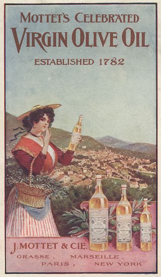 Advertisement for Mottet's Celebrated Virgin Olive Oil van American School