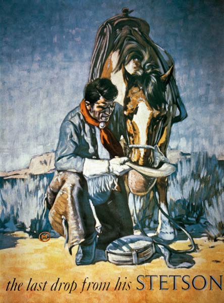 The Last Drop from his Stetson (colour litho) van American School