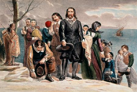 The Landing of the Pilgrims at Plymouth, Massachusetts, December 22nd 1620 published by  Currier & I