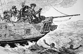 Dumping slaves overboard due to reasons ranging from sickness to rebellion (engraving)