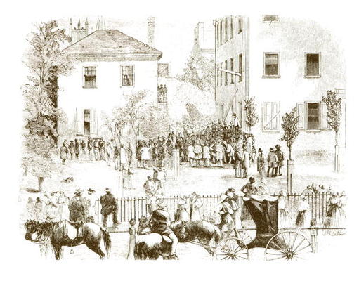 A lynching in Kentucky, 1850s (engraving) (b/w photo) van American School, (19th century)