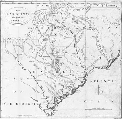 Map of the Carolinas with part of Georgia (engraving) van American School, (19th century)