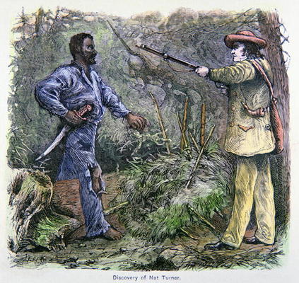 'The Discovery of Nat Turner' (1800-31) (colour litho) van American School, (19th century)