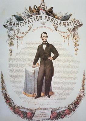 A souvenir print of the Emancipation Proclamation, issued 1st January 1863 (colour litho)