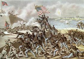 Black troops of the 54th Massachusetts Regiment during the assault of Fort Wagner, South Carolina, 1
