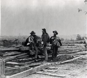 Three Confederate Prisoners, Gettysburg, Pennsylvania (b/w photo)