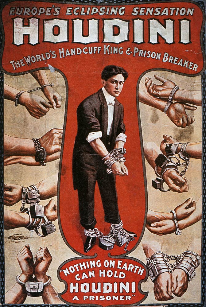 Poster advertising a performance by Houdini van American School, (20th century)