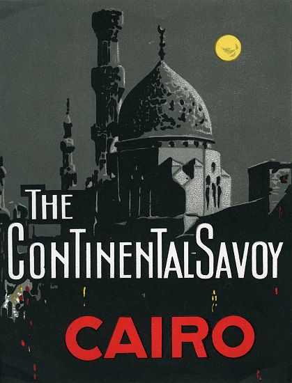 Continental Savoy Hotel in Cairo with Mosque van American School, (20th century)