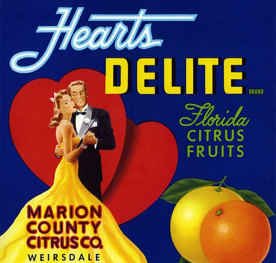 Hearts Delite Fruit Crate Label van American School, (20th century)