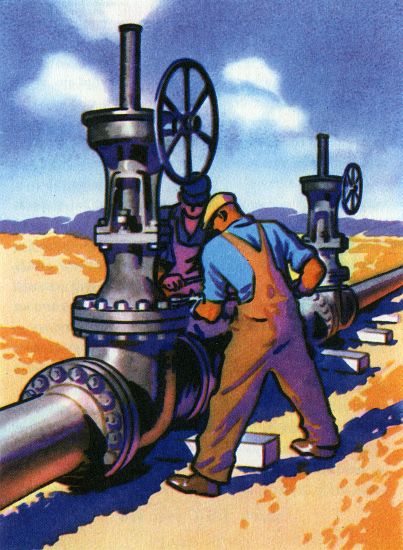 Oil Series: Workers at a Pipeline van American School, (20th century)