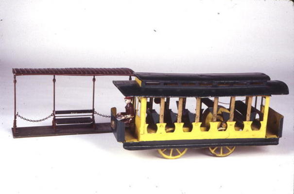 Toy Trolley and Shed, c.1900 (tin) van American School, (20th century)