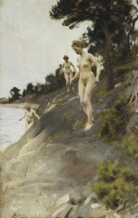 Naakte vrouwen baden  - Anders Leonard Zorn