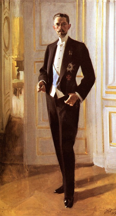Portrait of Gustav V, King of Sweden van Anders Leonard Zorn