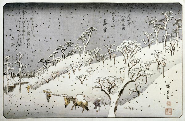 Evening Snow At Asuka Hill van Ando oder Utagawa Hiroshige