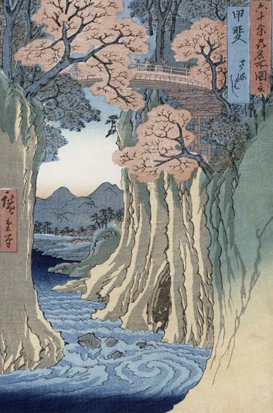 The monkey bridge in the Kai province, from the series 'Rokuju-yoshu Meisho zue' (Famous Places from van Ando oder Utagawa Hiroshige