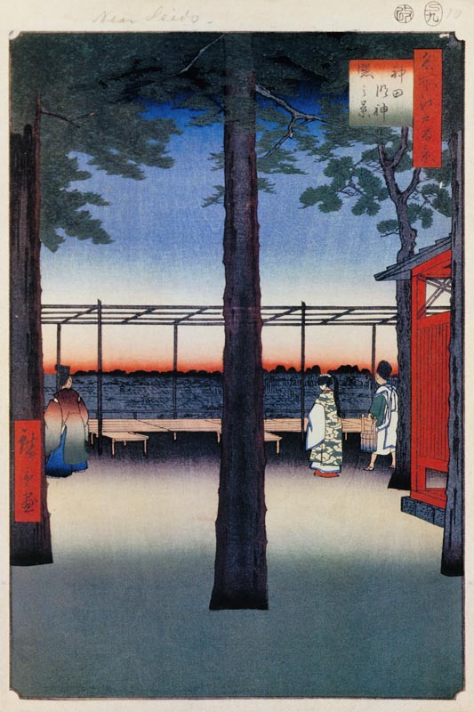 Dawn at the Kanda Myojin Shrine (One Hundred Famous Views of Edo) van Ando oder Utagawa Hiroshige