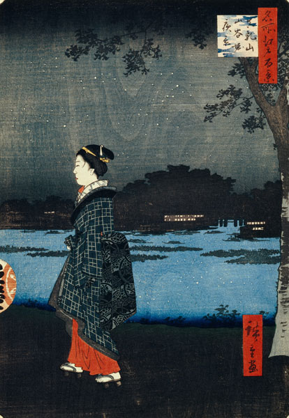 Night View of Matsuchiyama and the San'ya Canal (One Hundred Famous Views of Edo) van Ando oder Utagawa Hiroshige
