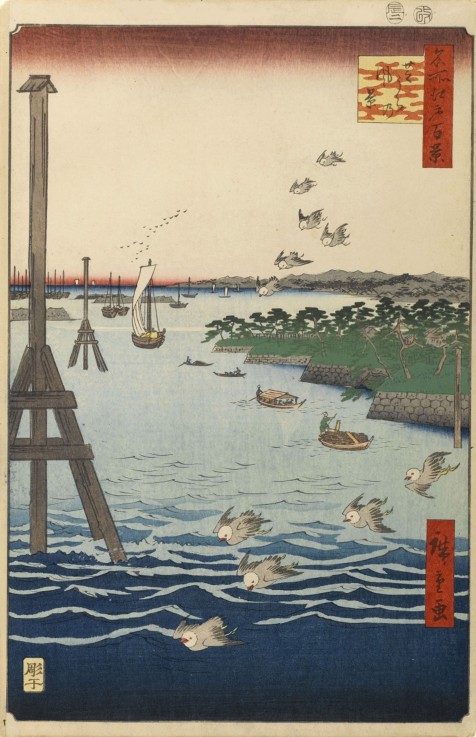 View of the Shiba Coast (One Hundred Famous Views of Edo) van Ando oder Utagawa Hiroshige