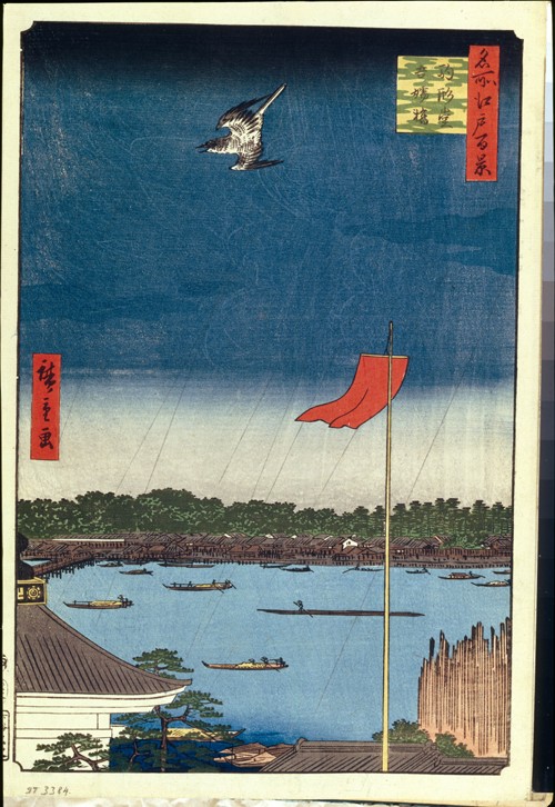 Komakata Hall and Azuma Bridge (One Hundred Famous Views of Edo) van Ando oder Utagawa Hiroshige