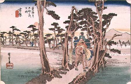 Fuji from Yoshiwara from 53 Stations of the Tokaido van Ando oder Utagawa Hiroshige