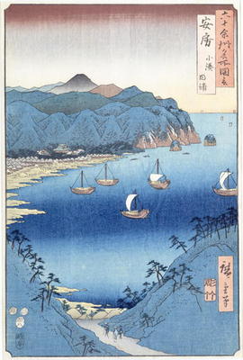 Kominato Bay, Awa Province (woodblock print) van Ando oder Utagawa Hiroshige