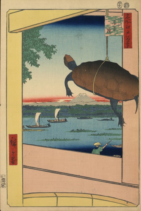 Mannen Bridge and the Fukagawa District (One Hundred Famous Views of Edo) van Ando oder Utagawa Hiroshige
