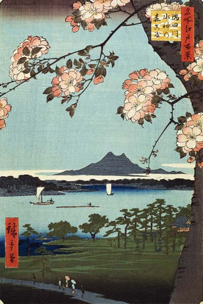 Massaki and the Suijin Grove by the Sumida River (One Hundred Famous Views of Edo) van Ando oder Utagawa Hiroshige